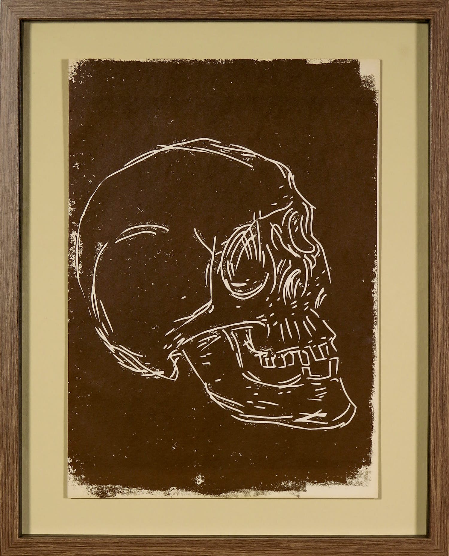 Markus Lüpertz - Linosnede uit de portfolio Skull - Ingelijst verkocht voor € 1!
