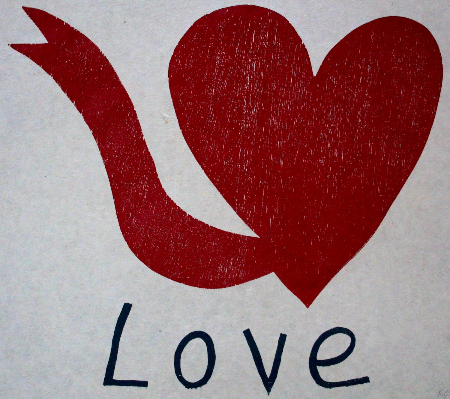 Klaas Gubbels - Grote houtsnede: "Love" - 2010 verkocht voor € 499!