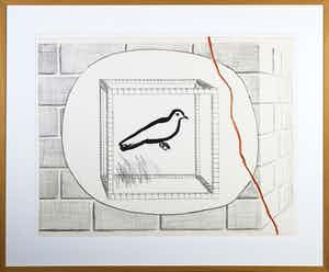 Roger Raveel - Litho, Gekooide duif - Ingelijst verkocht voor € 600!
