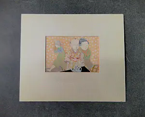 Heidi Daamen - gemengde techniek (gouache, pastel e.a.) 1974 - Japanse figuren - gesigneerd kopen? Bied vanaf 68!