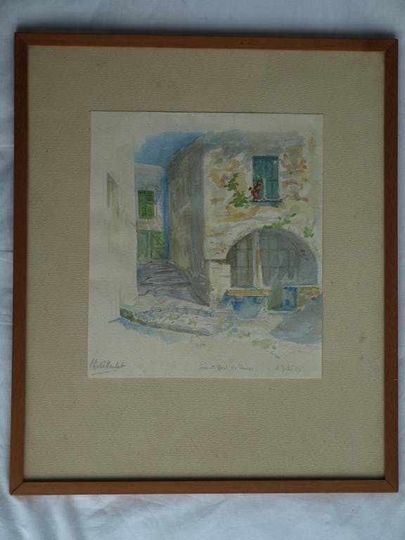 Thalé Hulst - Aquarel – Saint Paul de Vence - ingelijst - 1953  kopen? Bied vanaf 1!