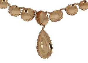14 karaats gouden Vintage jasseron ketting met granaten hanger kopen? Bied vanaf 1150!