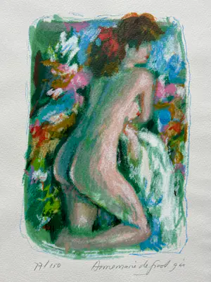 Annemarie de Groot - Cassette 4 verschillende zeefdrukken - Naakt in de tuin kopen? Bied vanaf 50!