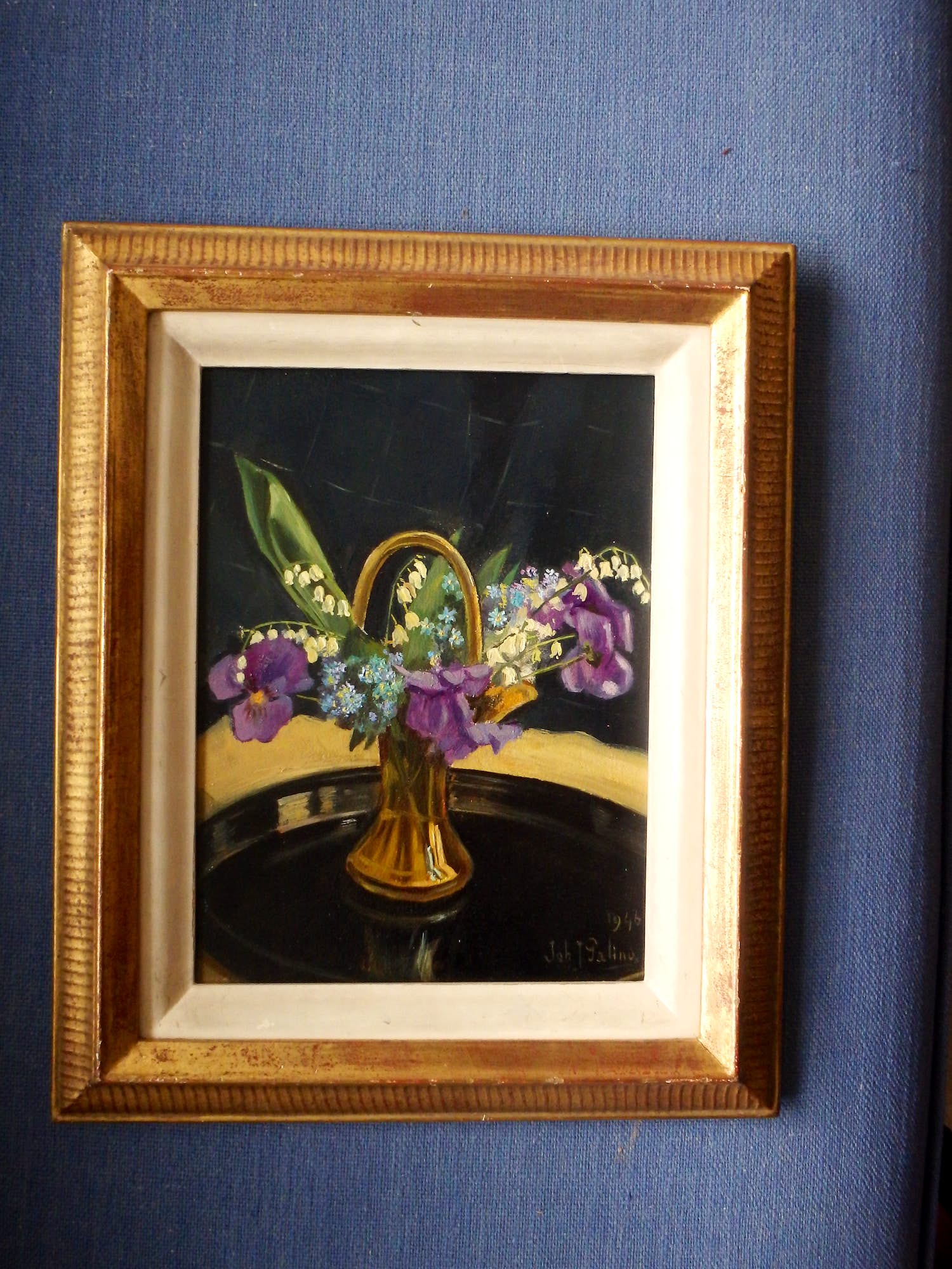 Niet of onleesbaar gesigneerd - Viooltjes, Lelietjesvandalen, Vergeetmijnietjes in vaasje -Joh.J.Galino kopen? Bied vanaf 1!