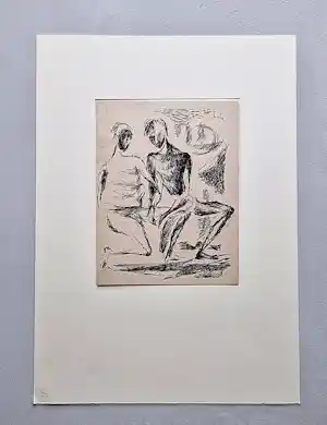 Leo Schatz - Originele jaren 60 oost-indische inkt tekening "man en vrouw" gesigneerd verkauft für € 63!