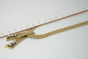 1921 -Vintage 14 kt goud & diamant (1.00ct) dubbele Scroll ketting - Strikmodel kopen? Bied vanaf 1340!