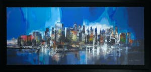 Peter Meijer - Zeefdruk, Manhattan skyline bleu - Ingelijst (Groot) kopen? Bied vanaf 70!