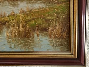 Gien Brouwer - Plasgezicht met vliegende eenden in avondrood kopen? Bied vanaf 235!