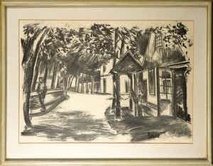 Henk van den Idsert - Zeefdruk, Z.T. Straatje - Ingelijst verkocht voor € 50!