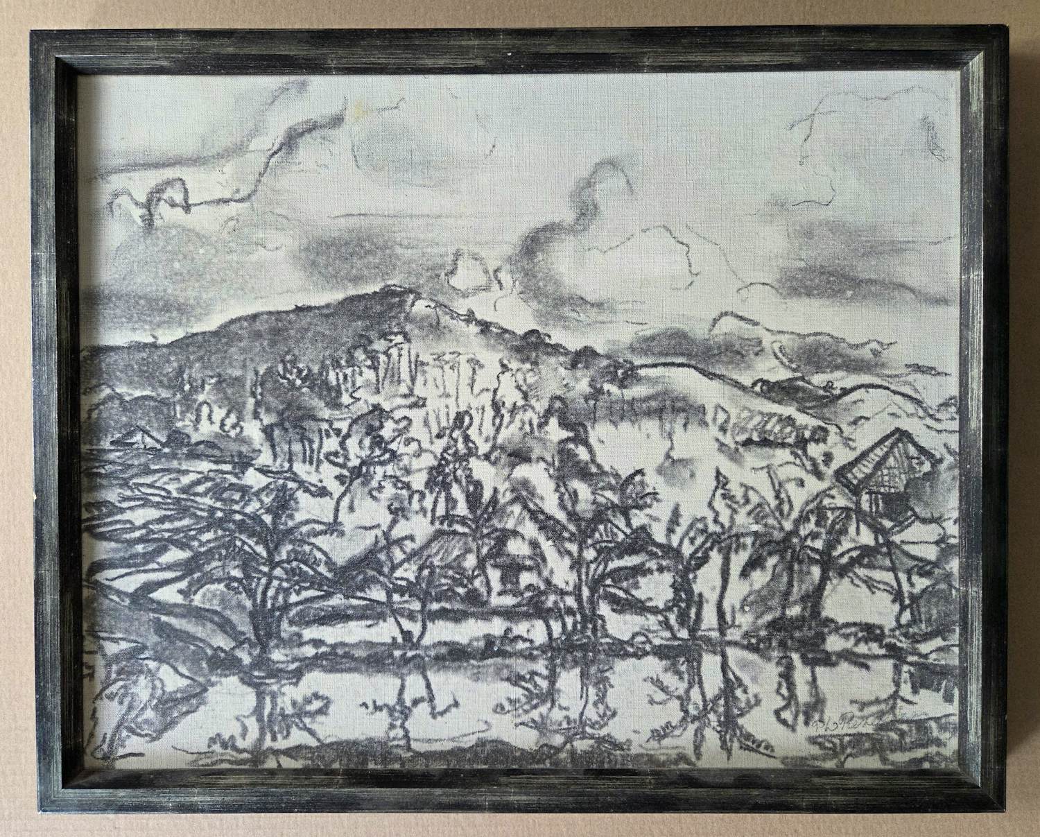 Piet Rezelman - Indonesië. Landschap met palmen. Vulkaan. kopen? Bied vanaf 39!