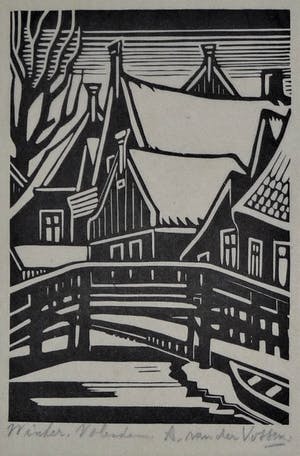 Andre van der Vossen - Complete vrij zeldzame serie van 10 houtsnedes met vissersplaatsen in Nederland kopen? Bied vanaf 275!