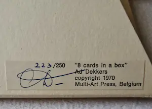 Ad Dekkers - "8 cards in a box" Ad Dekkers kopen? Bied vanaf 250!