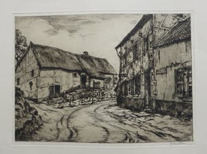 Hendrikus IJkelenstam - Dorpsgezicht met cafe. kopen? Bied vanaf 15!