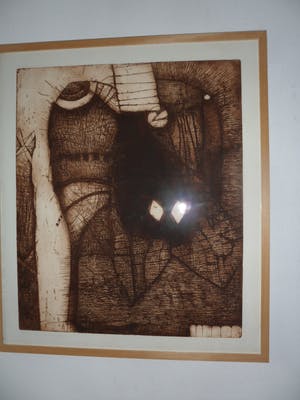 Guillaume Le Roy - Fraaie abstracte ets in sepia kleuren. kopen? Bied vanaf 45!