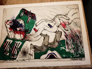 Hannes Postma - "Hors series" handgekleurde Ets -1966 - "twee armlengten" kopen? Bied vanaf 40!