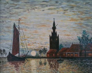 Niet of onleesbaar gesigneerd - Pointillistisch haventje kopen? Bied vanaf 1!