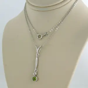 14k gouden collier en hanger met peridot en bolsjewiek geslepen diamant kopen? Bied vanaf 410!