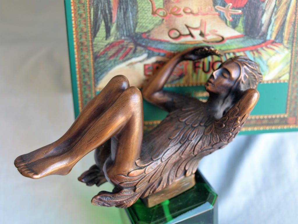 Ernst Fuchs - Bronzen beeld op parfumfles , Papageno – 1998  kopen? Bied vanaf 175!