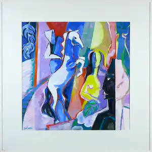 Joe Wols - Olieverf op papier, Magisch Circus - Ingelijst verkauft für € 35!