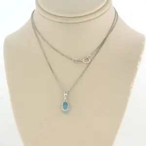 14k wit gouden collier bezet met topaz - 45cm kopen? Bied vanaf 140!