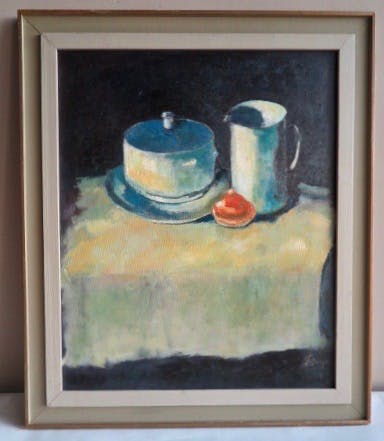 Joseph Willaert - Stilleven met kan - In handgemaakte houten lijst - Nature kleurstelling verkocht voor € 1!