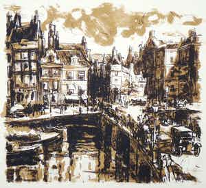 Wilhelm Wagner - Wilhelm Wagner: Lithografie. Amsterdams stadsgezicht, 1921, Oplage 100 ex. verkocht voor € 39!