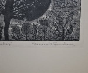 Lennart Forsberg - grote houtgravure, handdruk * * Blad in Landschap ** kopen? Bied vanaf 60!