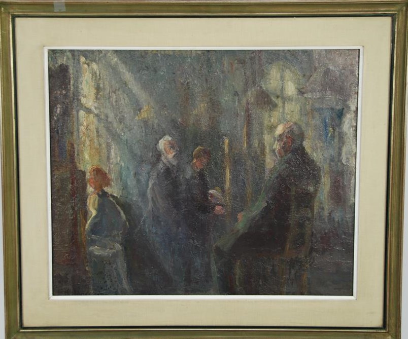 Karel De Posson - OLIE OP DOEK “KAMER MET PERSONEN” VAN KAREL DE POSSON verkocht voor € 95!