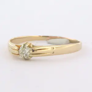 14k geelgouden ring met bolsjewiek geslepen diamant 0.20ct kopen? Bied vanaf 200!