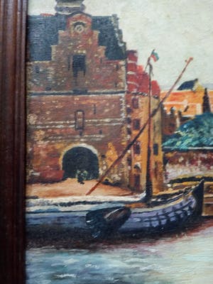 Niet of onleesbaar gesigneerd - Historisch oud stukje Delft. Schiedamsepoort. kopen? Bied vanaf 1!