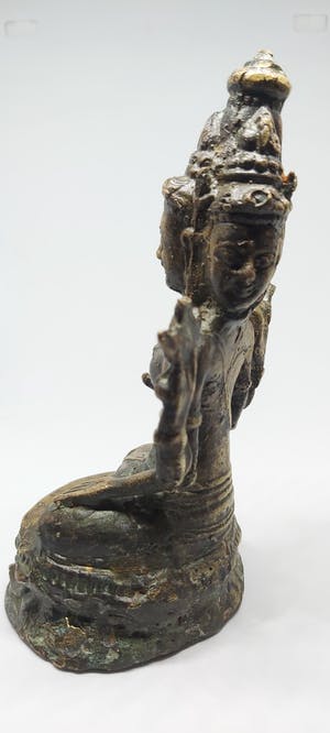 Brons (Onbekend) - Antiek Tara Boeddha Beeld met Drie Gezichten rond 1890 kopen? Bied vanaf 85!