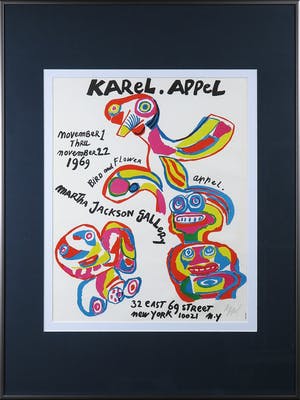 Karel Appel - Gesigneerde litho voor expositie bij de Martha Jackson Gallery - Ingelijst kopen? Bied vanaf 1!