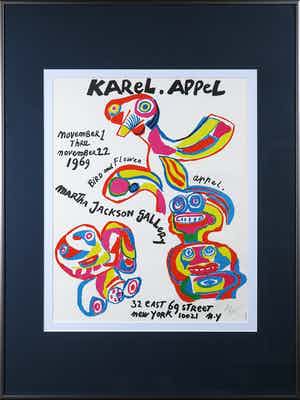 Karel Appel - Gesigneerde litho voor expositie bij de Martha Jackson Gallery - Ingelijst verkocht voor € 1!