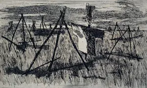 Buy Jos van den Berg - Ets: Vogelverschrikker - 1963? Bid from 39!