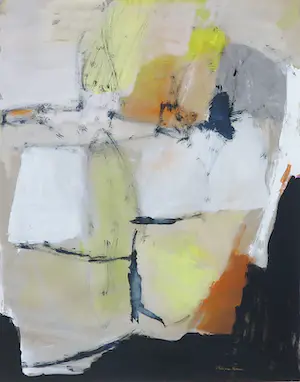 Mirjam Kann - Gouache op papier, Abstracte compositie - Ingelijst kopen? Bied vanaf 50!