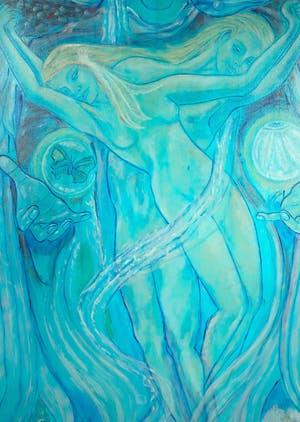 Kiss Riemvis - Olieverf op doek, z.t. Droomfiguren, Ingelijst (Zeer groot) kopen? Bied vanaf 1!