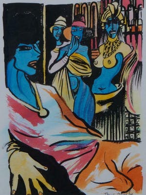 Rachid Ben Ali - (ps. Daniel Satink) - Zeldzame gouache (1995) kopen? Bied vanaf 100!
