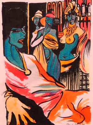 Rachid Ben Ali - (ps. Daniel Satink) - Zeldzame gouache (1995) verkocht voor € 100!