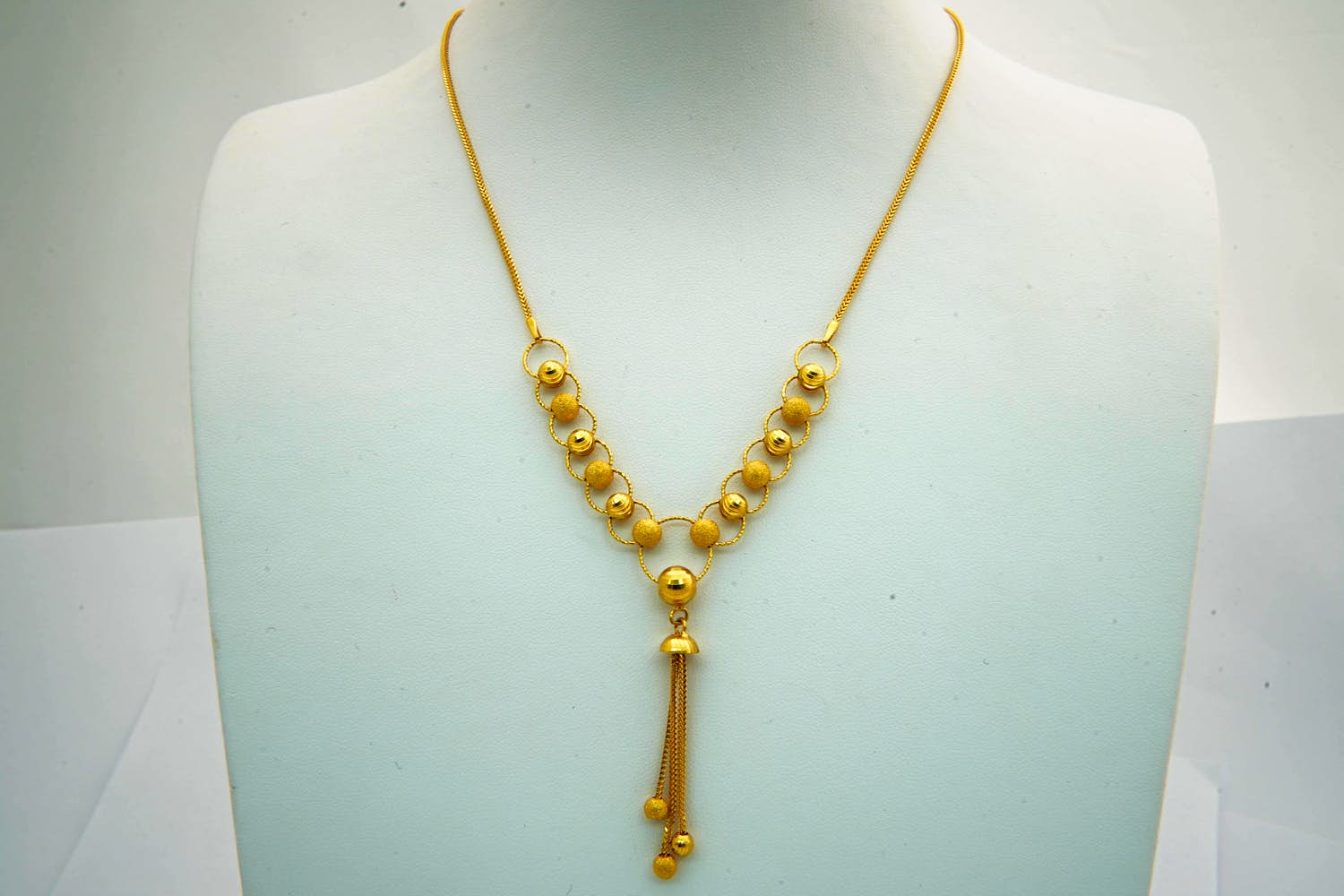 51 - Fijn en sierlijk 22 Kt geel gouden Oosters "vossestaart collier/halssieraad kopen? Bied vanaf 550!