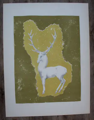 John Raedecker - Kleurenlitho: Hert kopen? Bied vanaf 50!