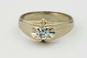 1490 - Exclusieve 14 Kt. Witgouden & Diamanten solitairring 0.50ct /H/vs1 verkocht voor € 480!