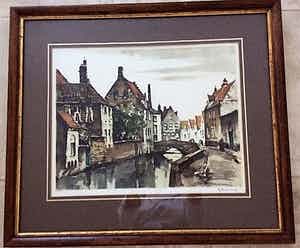 Roger Hebbelinck - Stadsgezicht aan de gracht verkocht voor € 55!