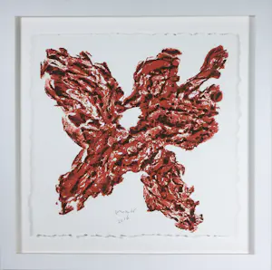 Armando - Materie-ets / Carborundum, Blume IV (Malve) - Ingelijst kaufen? Bieten Sie von 400!