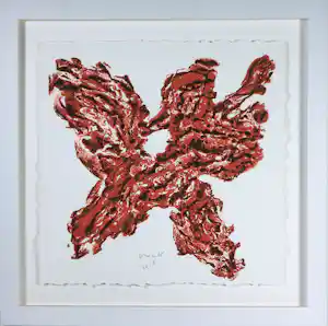 Armando - Materie-ets / Carborundum, Blume IV (Malve) - Ingelijst kaufen? Bieten Sie von 400!