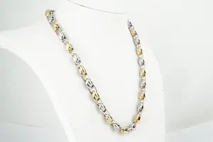 06 - Opvallende 14kt gouden Bi-color ketting - fantasie schakel - lengte 44 cm kopen? Bied vanaf 810!