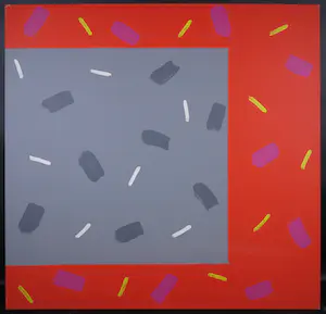 Hugo van Valkenburg - Acryl op doek, Het grijs van kleur (oranje) (Groot) kopen? Bied vanaf 1!