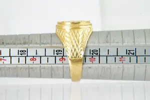 09 - Mooie geel-gouden 18 krt ring met afbeelding van Neptunus - gekeurd kopen? Bied vanaf 310!