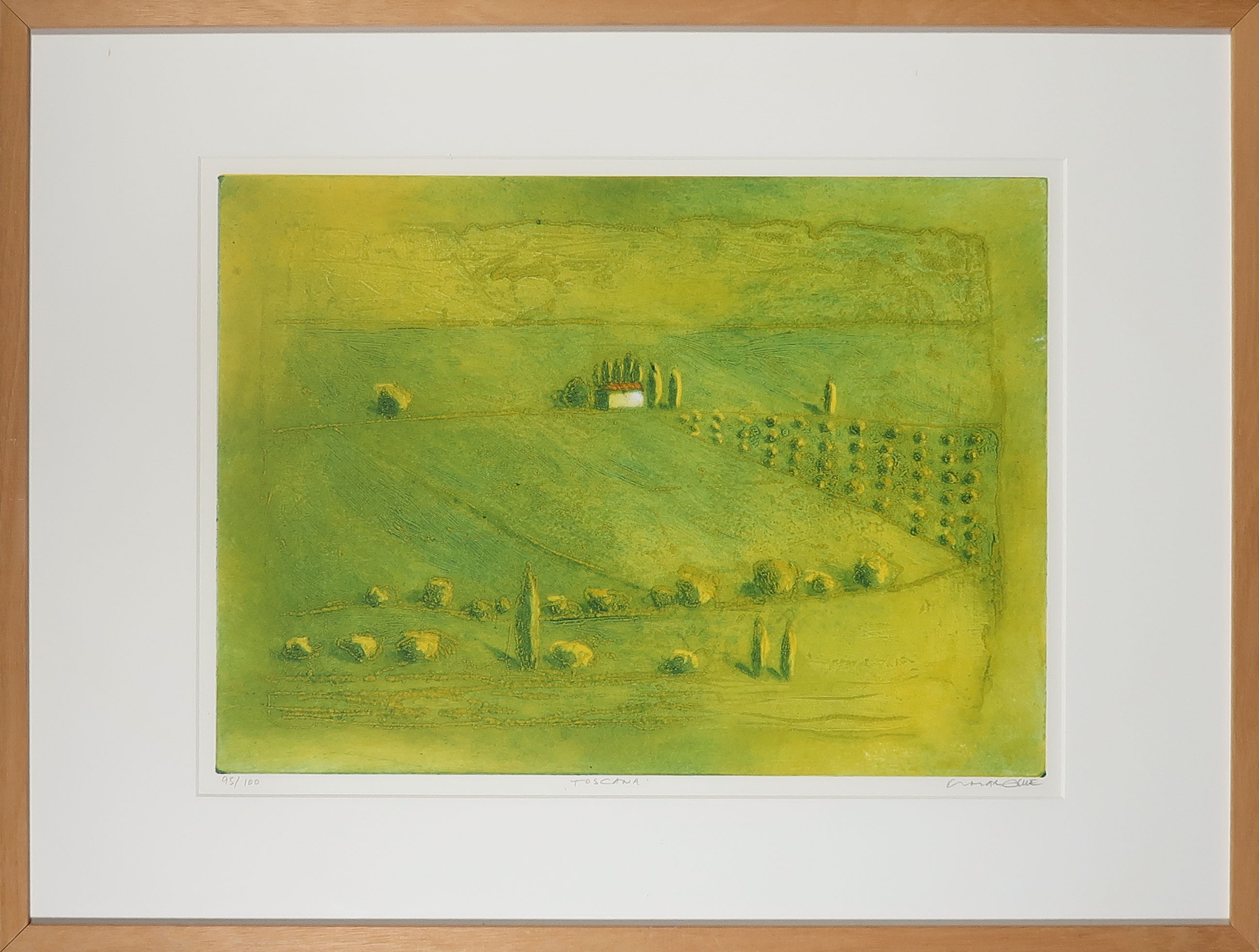 Elmar Gille - Kleurenets, Toscana - Ingelijst verkocht voor € 50!