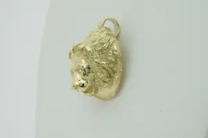 14 - Grote gedetailleerde 14Krt geel-goud Leeuwenkop hanger met diamant kopen? Bied vanaf 960!