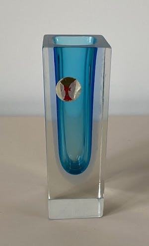 Flavio Poli - Vintage Lichtblauwe Mandruzzato glazen vaas kopen? Bied vanaf 50!